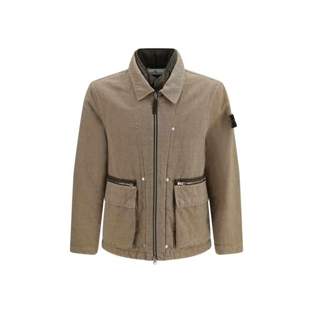 Stone Island Brown Cotton Full-Length Men's Jacket